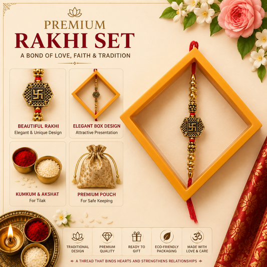 Swastik Prosperity Enamel Rakhi Set