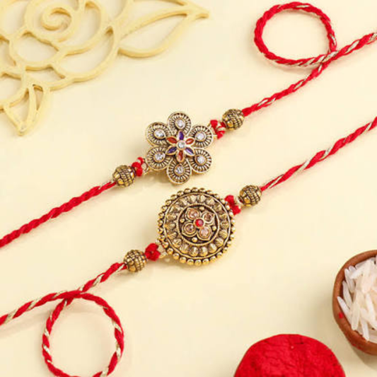 Antique Designer Rakhi Pair