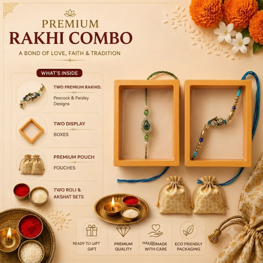 Peacock Premium Rakhi Combo