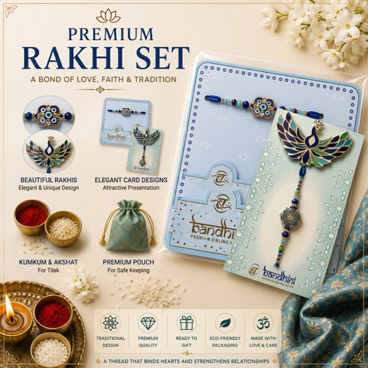 Blue Peacock Premium Rakhi Set