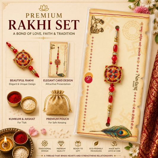 Navrang Floral Enamel Medallion Rakhi Set