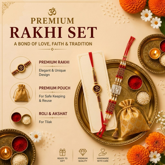 Om & Ganesha Premium Rakhi Set