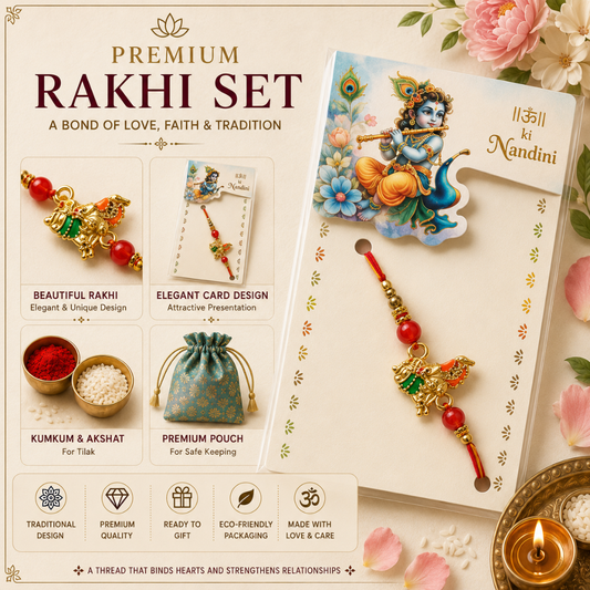 Divine Bal Krishna Devotional Rakhi Set